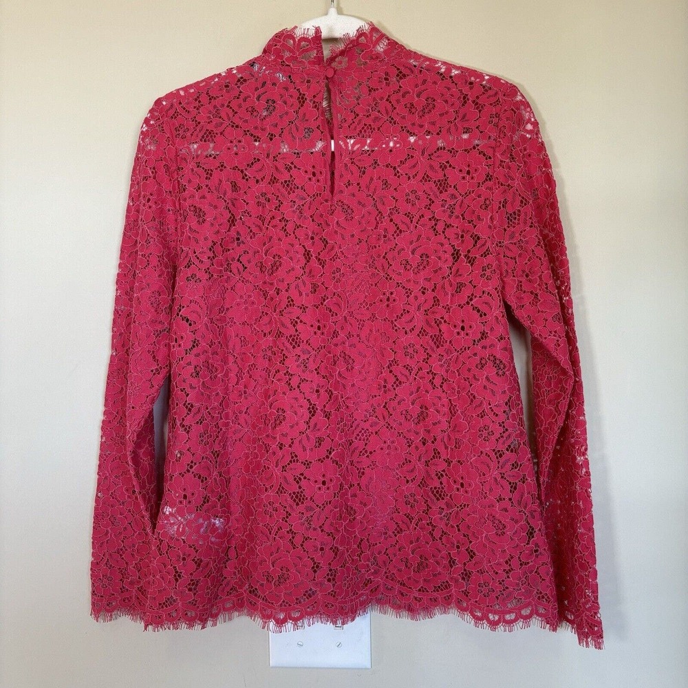 J. Crew Womens 2 Scalloped Mock Neck Laced Long Sleeve Top in Dragonfruit NWT - Picture 6 of 8